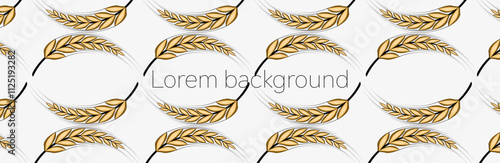 background with a golden spike or wheat on a light background. pattern of ears of corn and grain. modern logo for banners. vector illustration