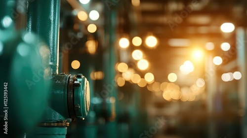 A series of industrial pipes in a factory are dynamically lit, with artistic ambient lighting, reflecting the power and precision of modern industrial techniques. photo