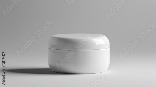 Modern white container on a smooth surface with soft lighting emphasizing its minimalistic design