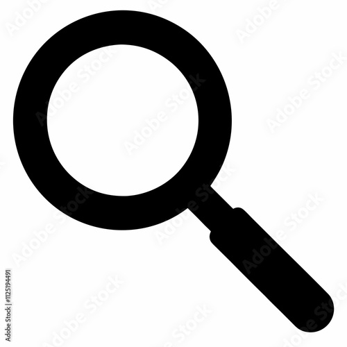 Black Silhouette Magnifying Glass Vector Art Illustration