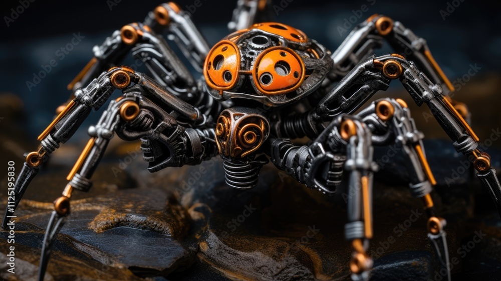 Fototapeta premium Mechanical spider creation with intricate design and vibrant colors