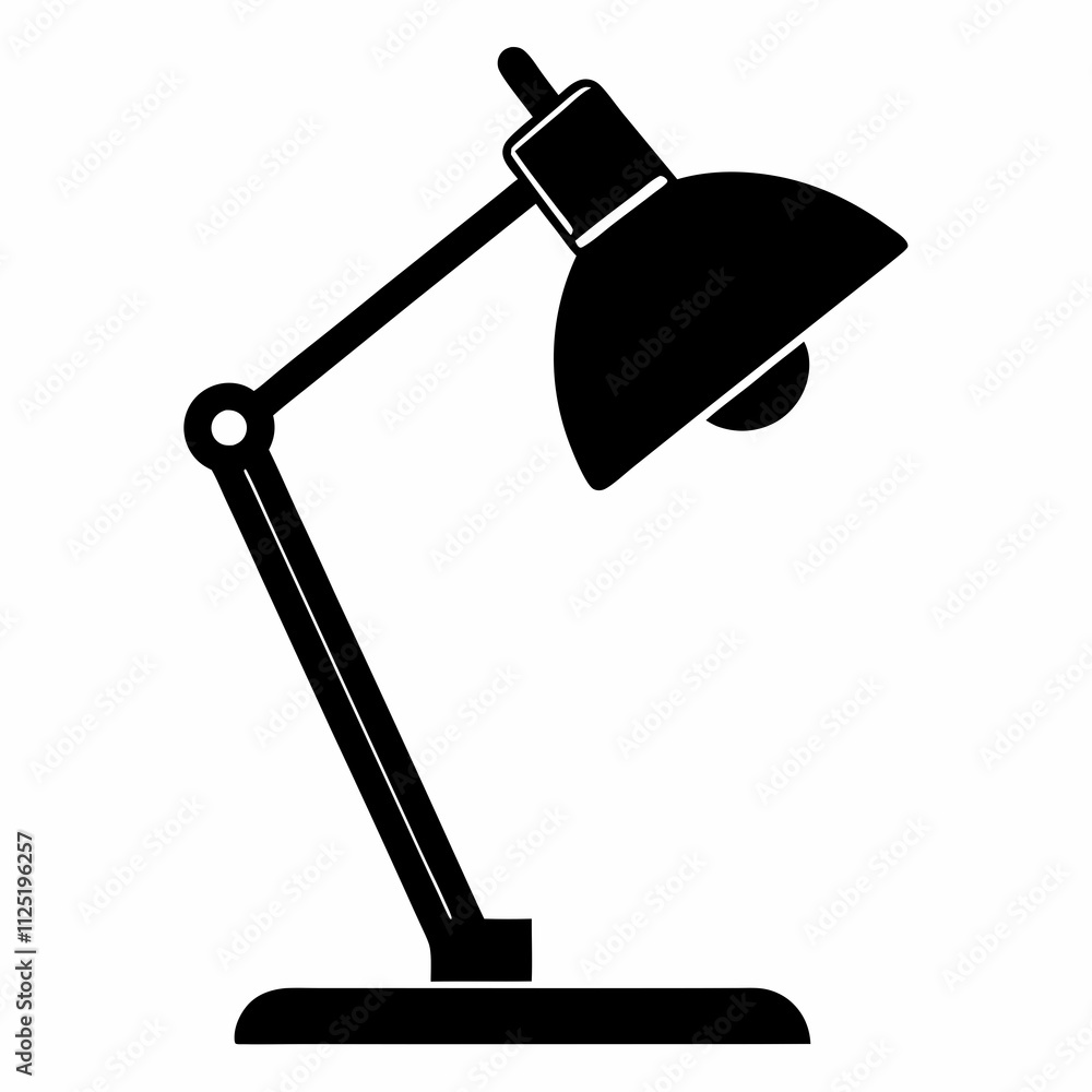Black Silhouette Study Lamp Vector Art Illustration Black Silhouette Study Lamp Vector Art Illustration
