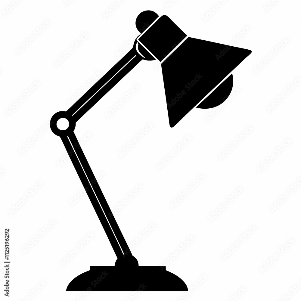 Black Silhouette Study Lamp Vector Art Illustration Black Silhouette Study Lamp Vector Art Illustration