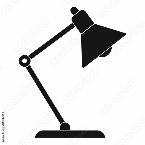 Black Silhouette Study Lamp Vector Art Illustration