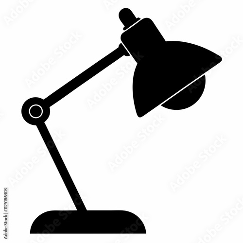 Black Silhouette Study Lamp Vector Art Illustration