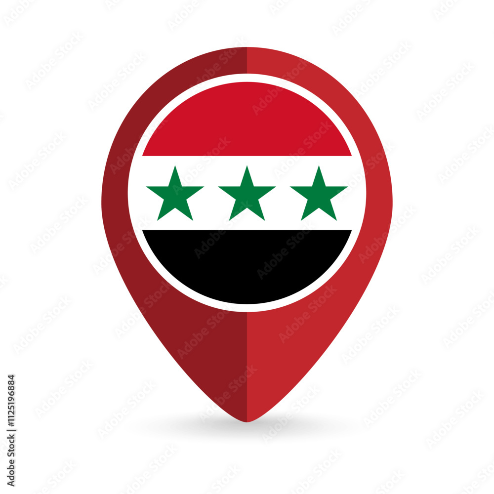 Map pointer with Syria flag inside. Vector illustration. Map pointer with Syria flag inside. Vector illustration.