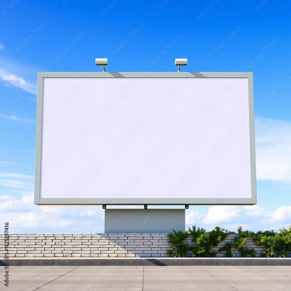 Blank advertising board on blue sky background banner mockup advertising blank business display template