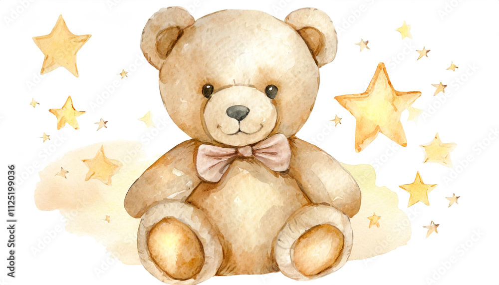 Fototapeta premium Dziecięcy uroczy pluszowy miś dekoracja ilustracja