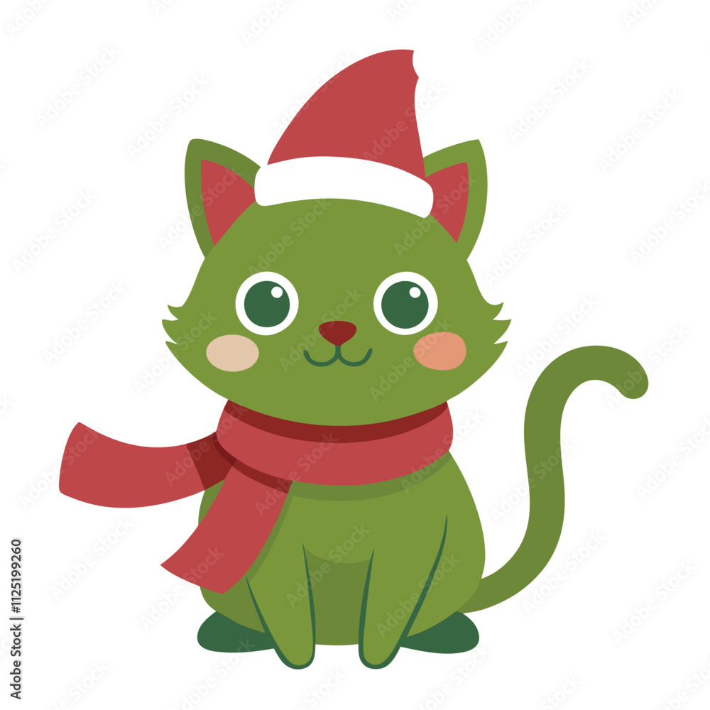 Christmas cat vector art illustration Christmas cat vector art illustration