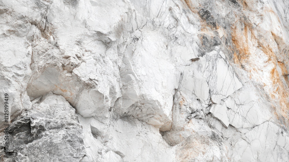 Fototapeta premium Natural white marble texture with intricate veining and rugged surface captured in bright sunlight