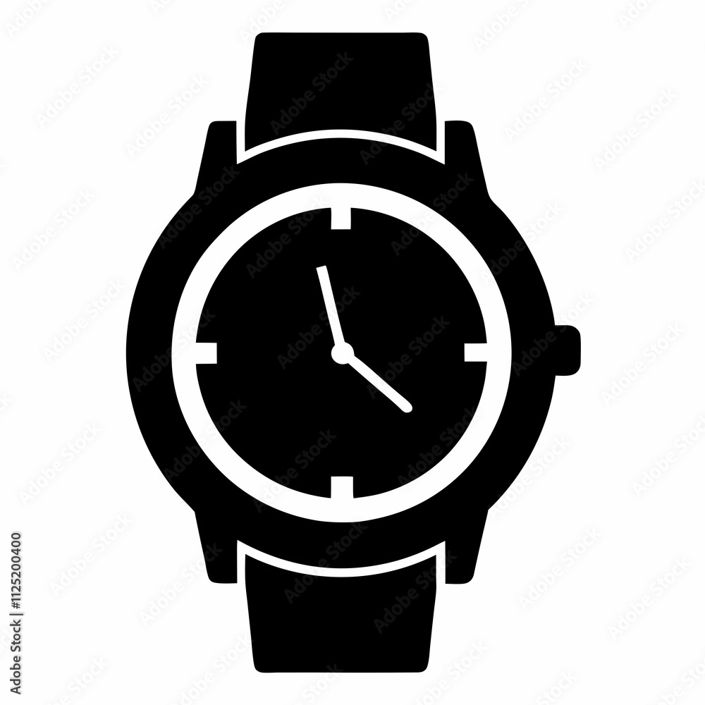 Black Silhouette Watch Vector Art Black Silhouette Watch Vector Art