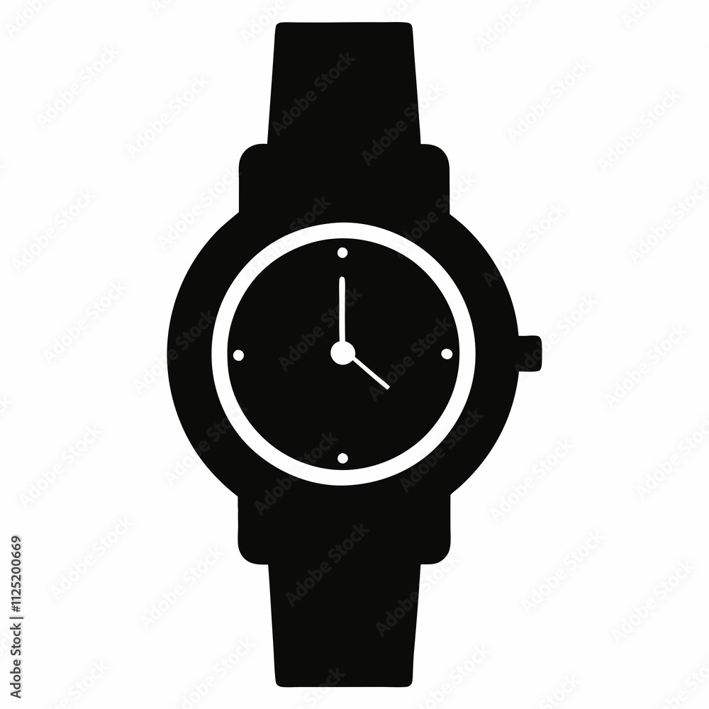 Black Silhouette Watch Vector Art Black Silhouette Watch Vector Art