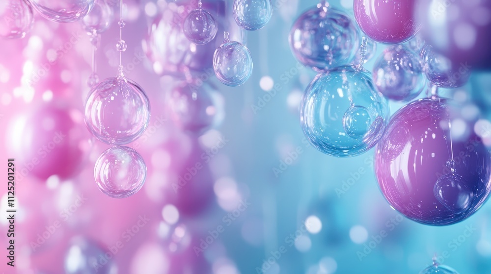 Gentle pastel bubbles in shades of pink and blue delicately suspended in air, creating a dreamy and tranquil atmosphere reminiscent of childhood wonder. Gentle pastel bubbles in shades of pink and blue delicately suspended in air, creating a dreamy and tranquil atmosphere reminiscent of childhood wonder.