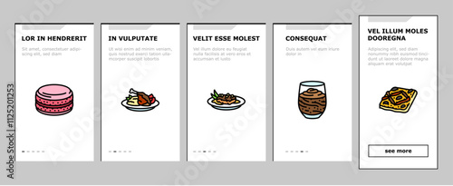 french cuisine food meal onboarding mobile vector lunch dinner, delicious tasty, gourmet snack, dish, cooking fresh, healthy, kitchen french cuisine food meal illustrations