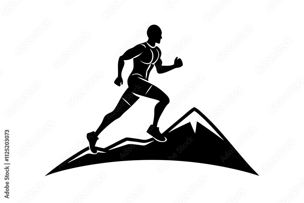 Trail Runner: Vector Illustration of Active Athlete Running Outdoors Trail Runner: Vector Illustration of Active Athlete Running Outdoors