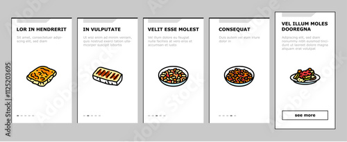 greek cuisine food lunch onboarding mobile vector salad dinner, meal mediterranean, plate greece, healthy fresh, dish, appetizer feta greek cuisine food lunch illustrations