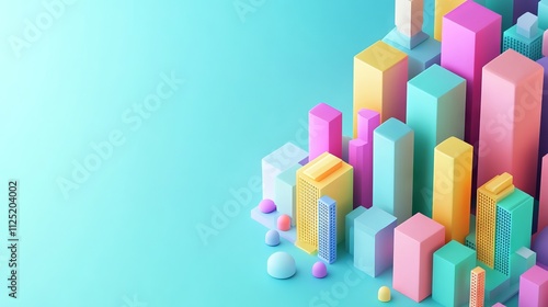 Isometric Colorful Bar Graph Representing Financial Growth AI generated illustration