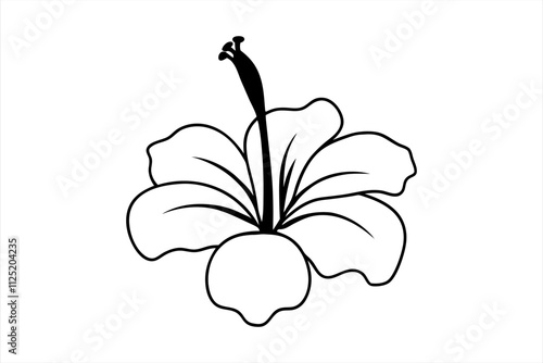 flower vector, hibiscus line art simple flower vector icon art illustration, coloring book page