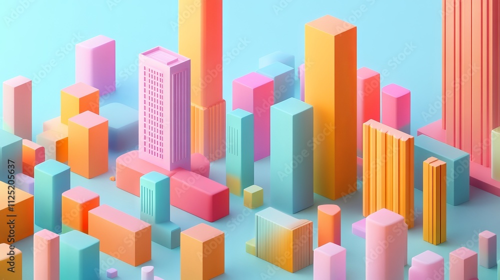 Isometric Colorful Bar Graph Representing Financial Growth AI generated illustration Isometric Colorful Bar Graph Representing Financial Growth AI generated illustration