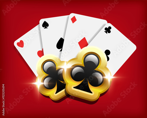 Cards fan with card suits icon. Vector clipart.