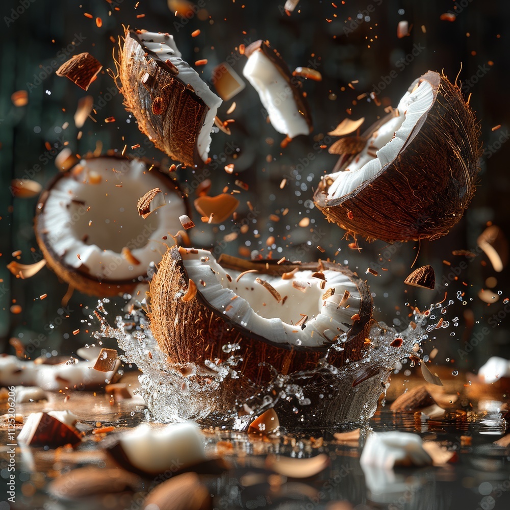 Split Coconuts, Coconut Scattering Split Coconuts, Coconut Scattering