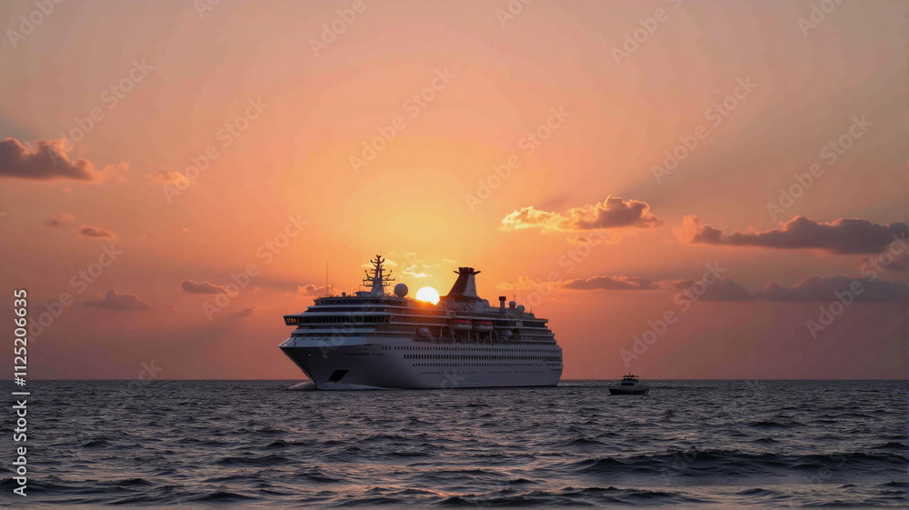 cruise ship at sunset cruise ship at sunset