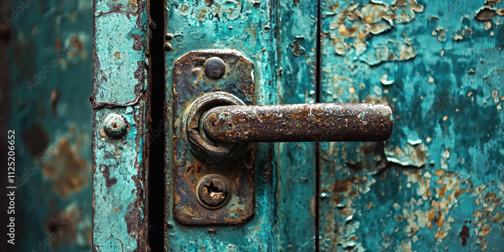Oxidized metal with blue-green patina, artistic and aged effect Oxidized metal with blue-green patina, artistic and aged effect