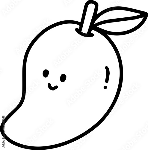 mango Vegetable Fruit doodle line outline cartoon cute