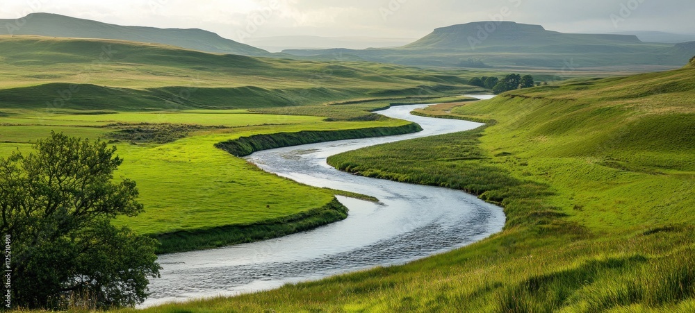 Serene River Winding Through Verdant Valley Serene River Winding Through Verdant Valley