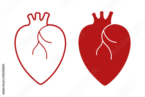 heart vector, human heart shape icon silhouette vector art illustration