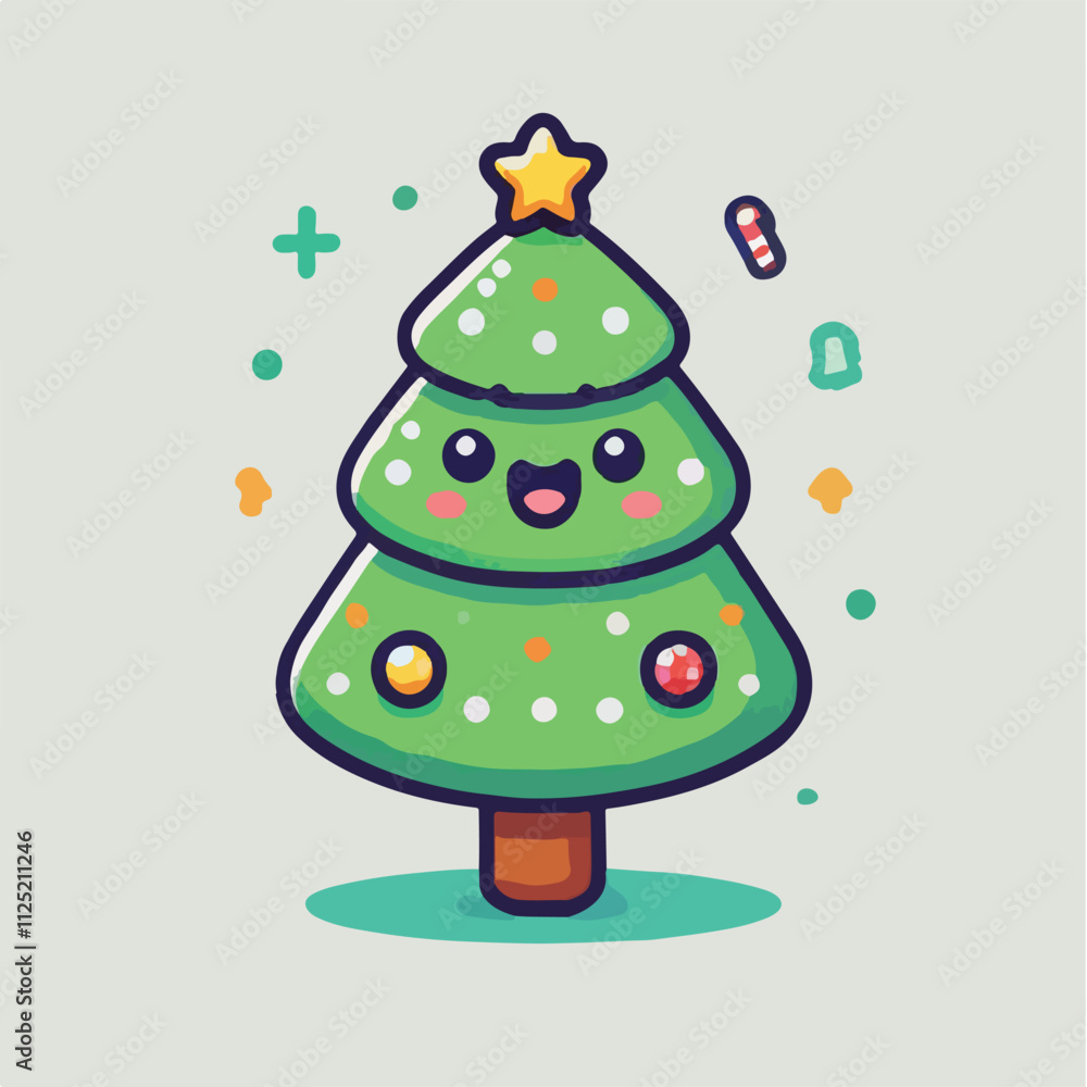 A beautiful and simple fir tree vector with a snow cap, perfect for Christmas celebrations A beautiful and simple fir tree vector with a snow cap, perfect for Christmas celebrations