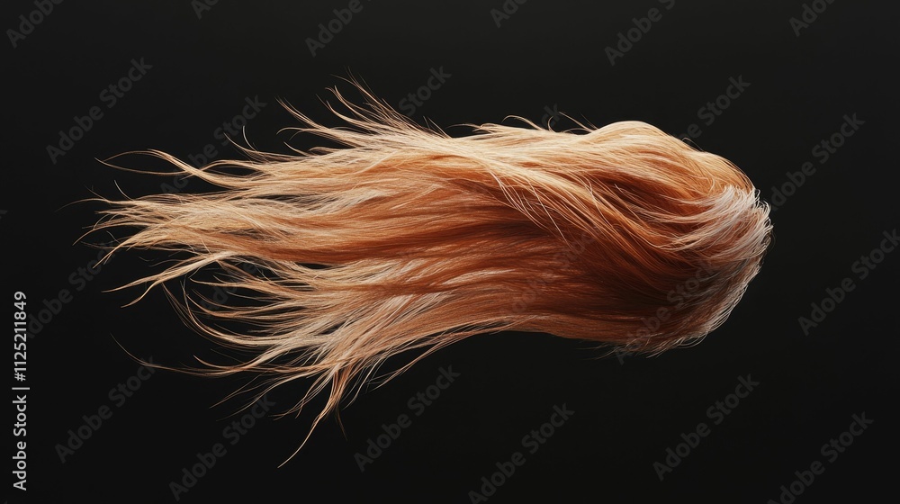 Fototapeta premium Light brown hair, flowing, dark background.