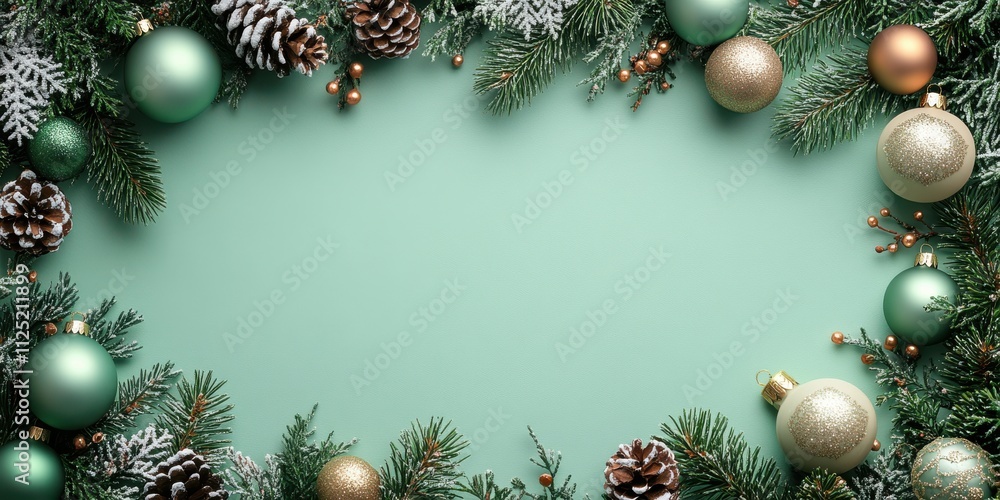 Stunning High-Resolution Christmas Wreath with Gold and Red Ornaments on Teal Background Stunning High-Resolution Christmas Wreath with Gold and Red Ornaments on Teal Background