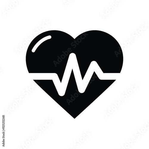 health, heart and heart rate icon isolated on transparent