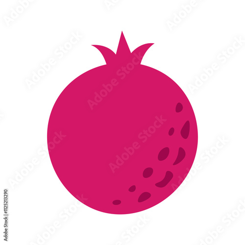 Pomegranate fruit icon. Colored exotic tropical garnet plant. Flat vector illustration isolated in white background