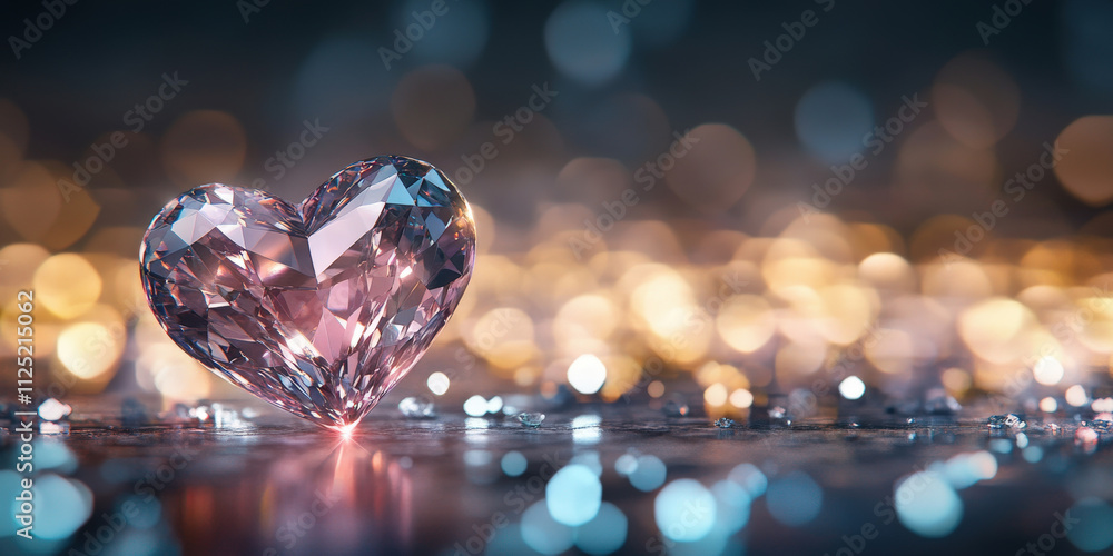 Beautiful Heart-Shaped Gemstone on Sparkling Background with Soft Bokeh Effect Creating a Romantic and Elegant Atmosphere for Various Uses Beautiful Heart-Shaped Gemstone on Sparkling Background with Soft Bokeh Effect Creating a Romantic and Elegant Atmosphere for Various Uses