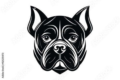 Bulldog head silhouette art illustration