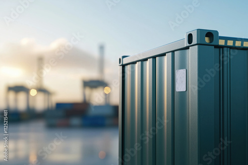 Closeup of intermodal container on a shipping yard photo