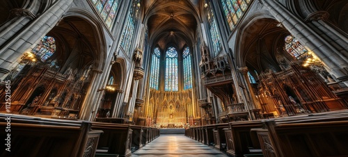 Magnificent Interior of a Gothic Cathedral photo