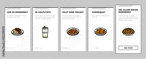 turkish cuisine food meal onboarding mobile vector dinner traditional, dish arab, delicious table, gourmet arabian, meze, plate turkish cuisine food meal illustrations