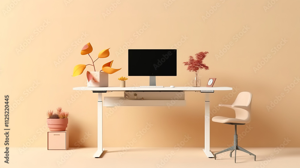 Gorgeous design white height adjustable standing desk with digital controller, computer desktop Gorgeous design white height adjustable standing desk with digital controller, computer desktop
