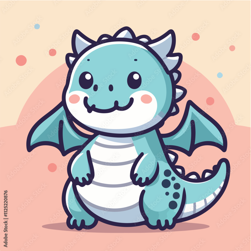 Vector cute and cheerful dragon child Vector cute and cheerful dragon child