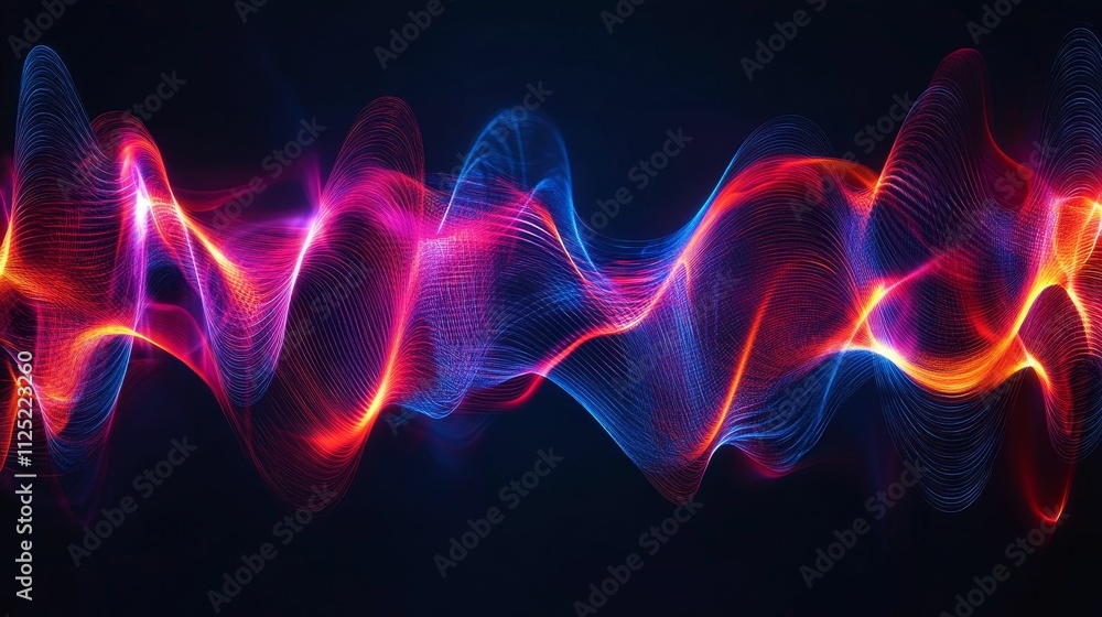 Fototapeta premium Abstract glowing waves, vibrant red and blue hues.