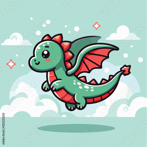 Vector cute dragon child, suitable for clothing design, packaging and strategic products for children
