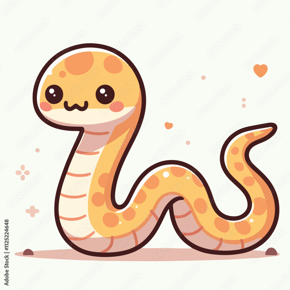 Fototapeta premium Vector cute snake character with flatdesign