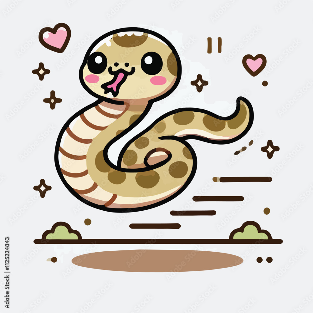 Fototapeta premium Vector cute snake character with flatdesign