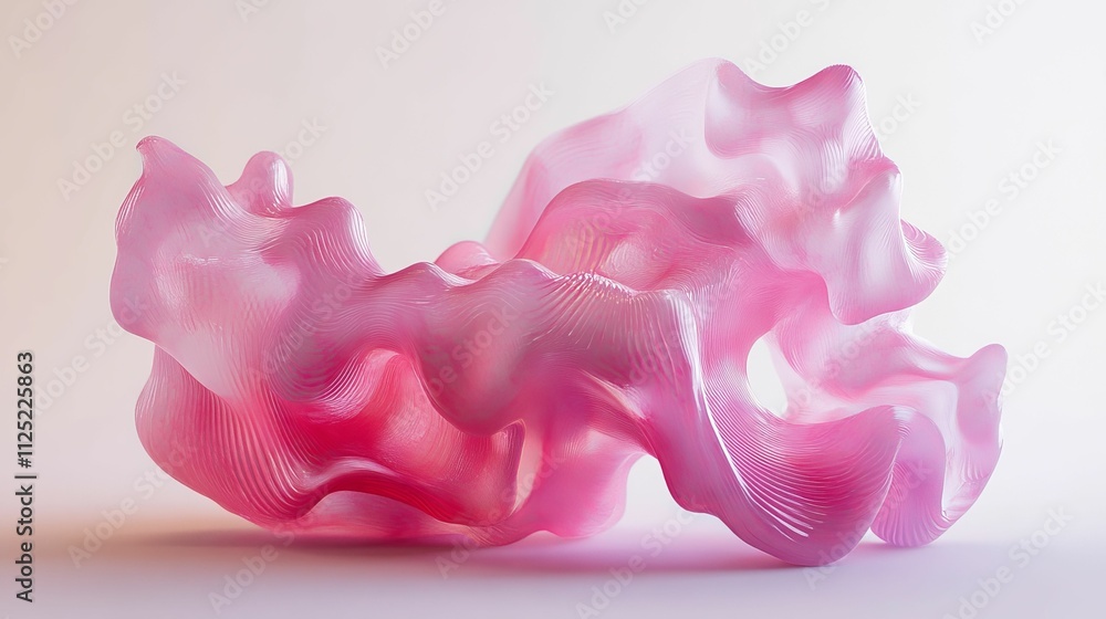 Pink, flowing, abstract form; smooth, textured surface. Pink, flowing, abstract form; smooth, textured surface.