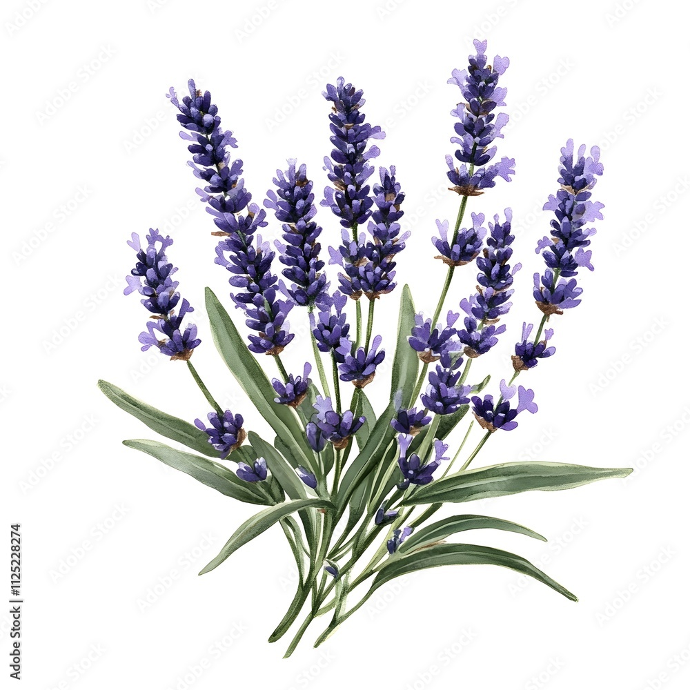 Obraz premium Lavender Blooms: A delicate bouquet of lavender flowers, showcasing their soft purple hues and fragrant blooms, evokes a sense of peace and tranquility. 