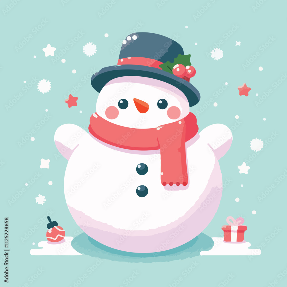 Cute and simple snowman character vector Cute and simple snowman character vector