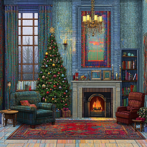 Wallpaper Mural Christmas decor in glitch style Torontodigital.ca